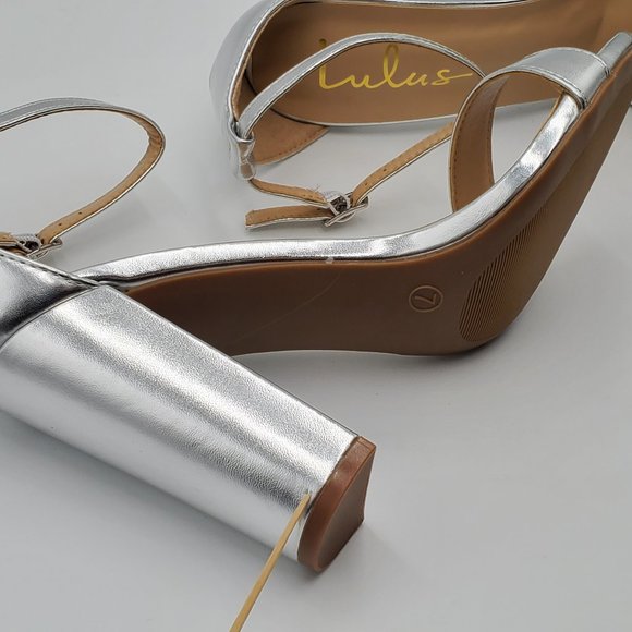 Lulu's Silver Ankle Strap Block Heels - Picture 16 of 16
